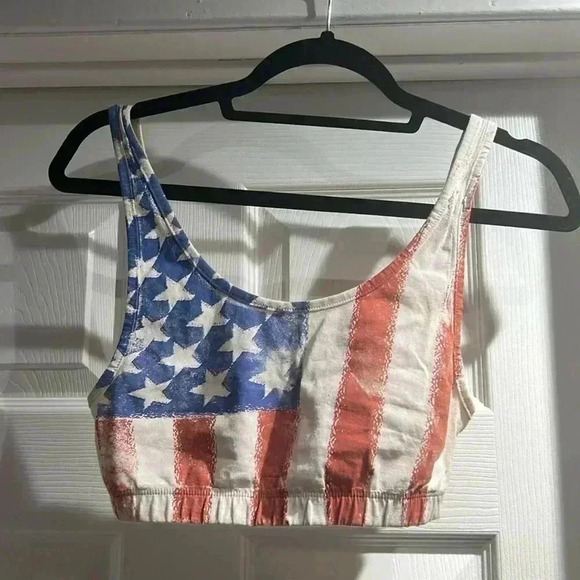 Topshop Tops - Topshop Crop American Flag top​​​​​​​​​​​​